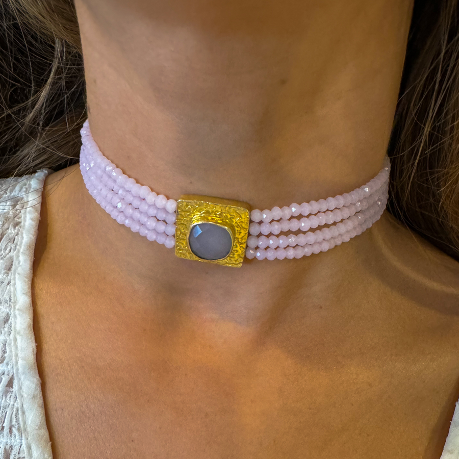 Colar Choker Rosa