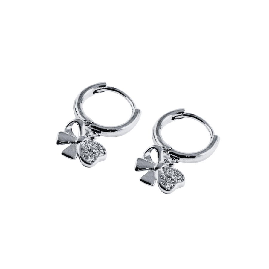 Bow Hoop Earrings Silver